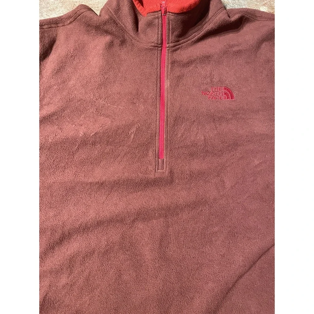 The North Face 1/4 Zip Pullover Red Fleece Long Sleeve‎ Sz XL *